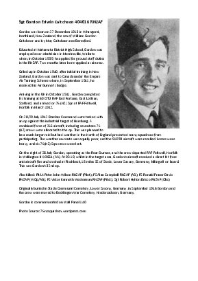A preview of a PDF biography for Caitcheon, Gordon Edwin